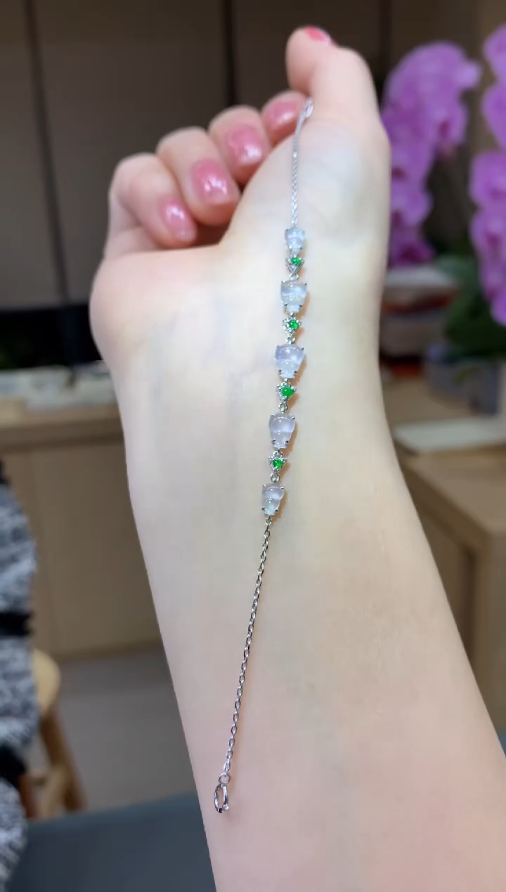 【闪购商品】翡翠手链18K金镶嵌|不退不换