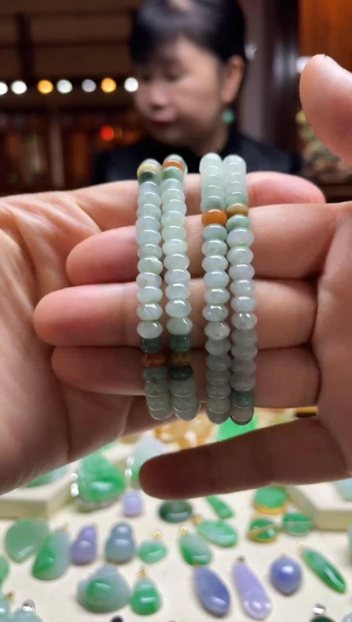 【闪购商品】翡翠手绳未镶嵌算盘珠多样性发其一