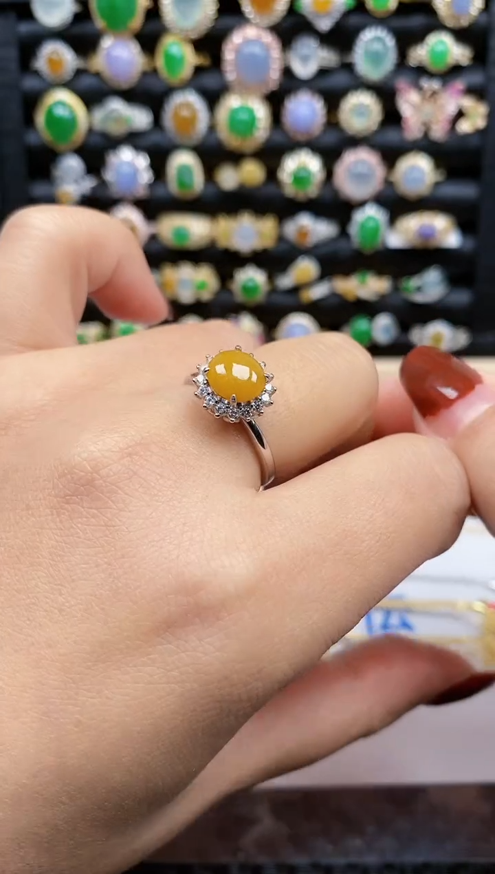 银S925镶嵌戒指翡翠175