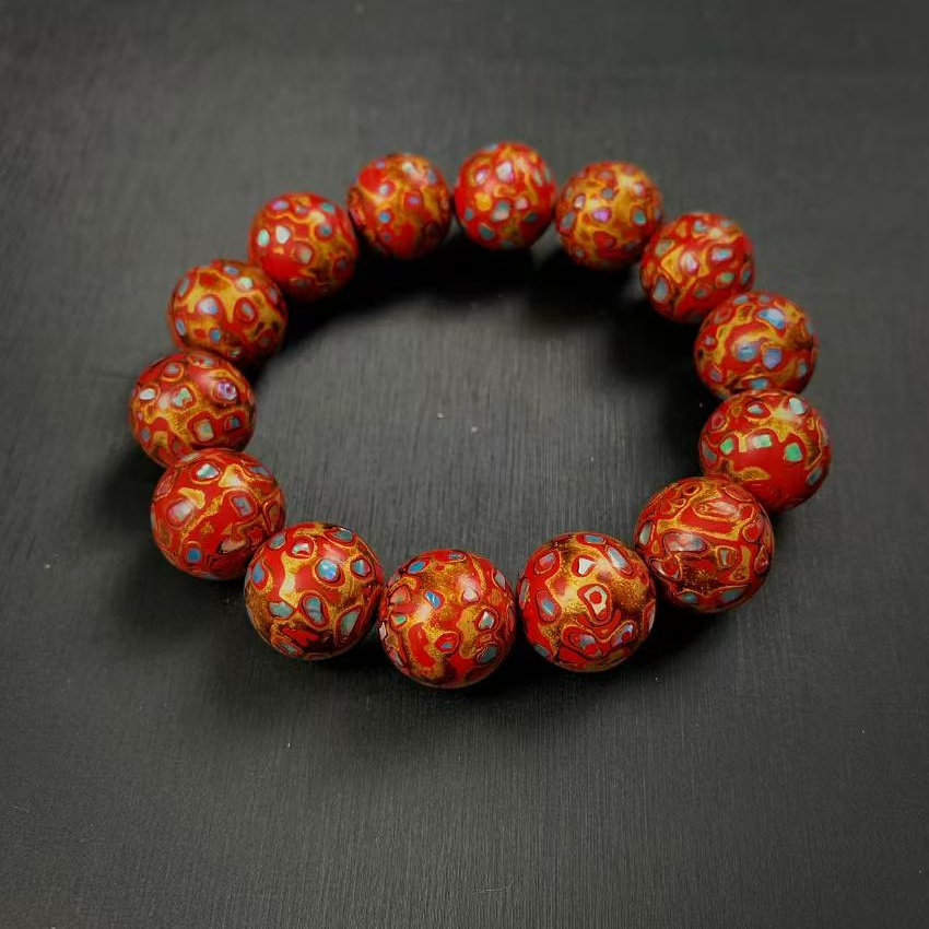 七宝螺钿大漆珠 非遗手工艺制品 手串卡1.5cm (多样性发其一）