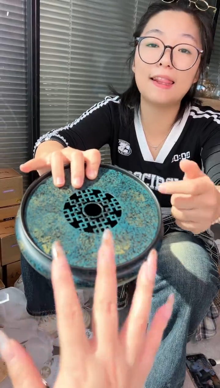 大漆壶承 蓝金         