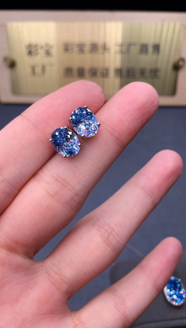 银S925镶嵌耳坠海蓝宝石2222