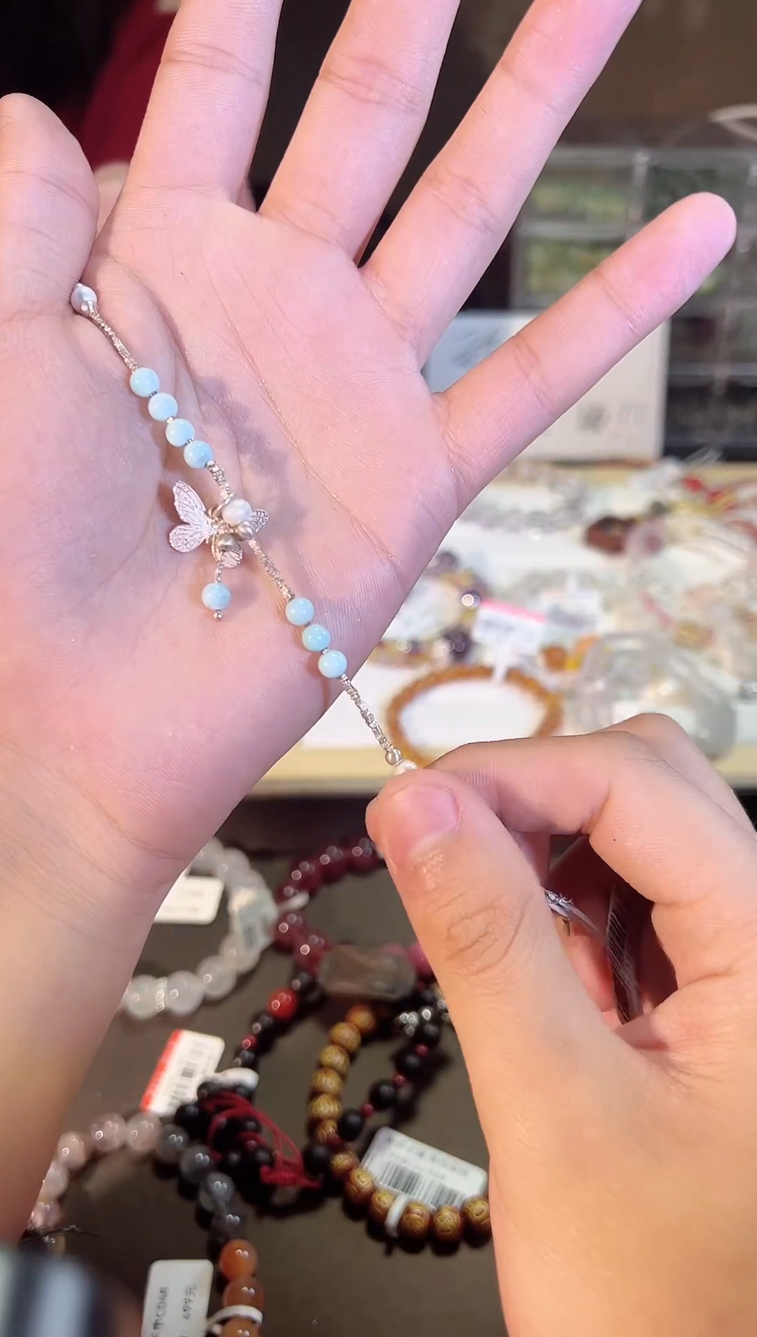 【闪购商品】针钠钙石（海纹石）手链银S925镶嵌Z902