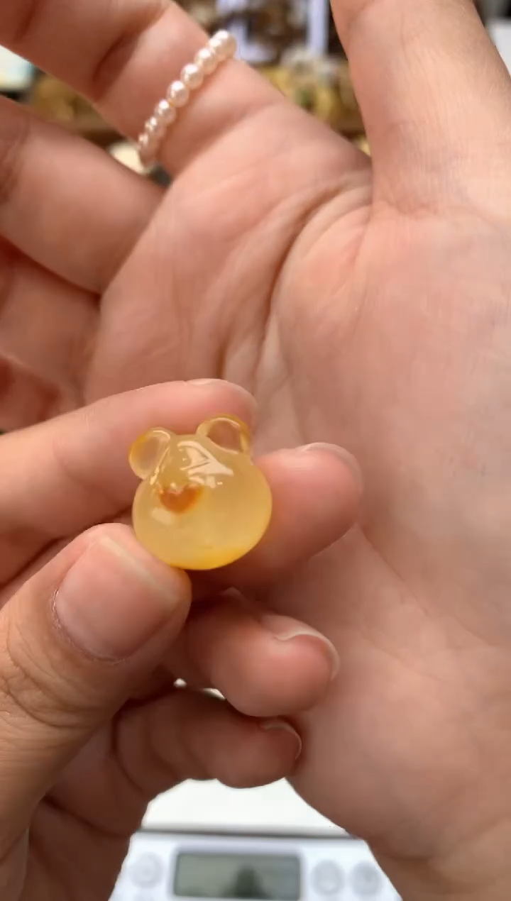 【闪购商品】琥珀珠宝奇石未镶嵌029琥珀蜜蜡花粉有纹小坑介意勿拍