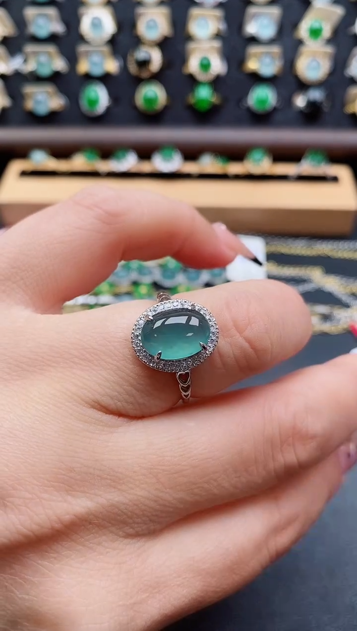 银S925镶嵌戒指翡翠1