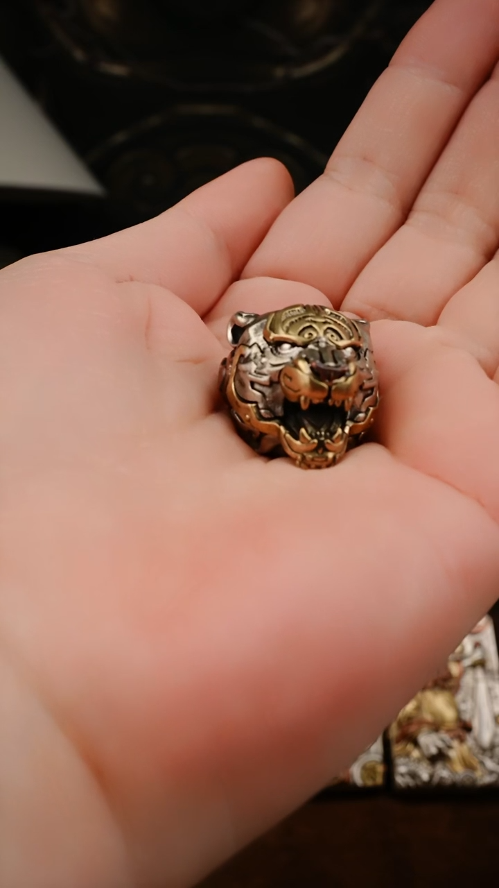 大理石磁石老虎头刀坠没有绳子铜分色