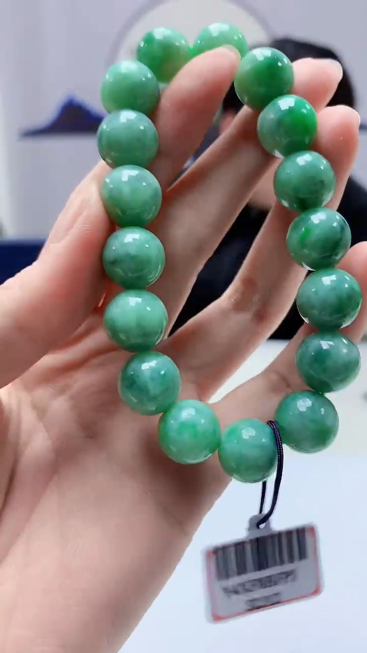 【闪购商品】定制翡翠未镶嵌5060zm-毛货手串95