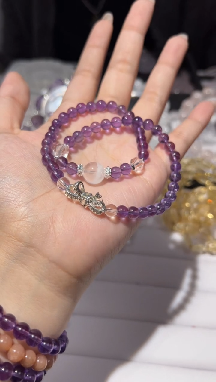 【闪购商品】紫晶手链未镶嵌6mm乌拉圭紫水晶diy白幽灵