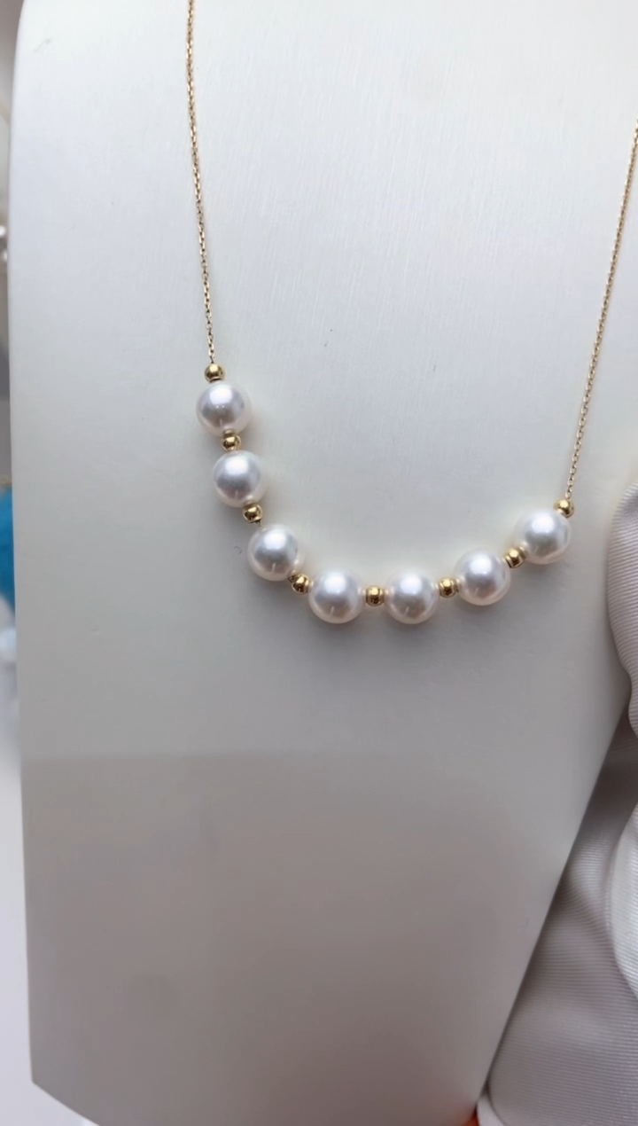 【闪购商品】海水珍珠套链18K金镶嵌天女7.5-8.0满天星