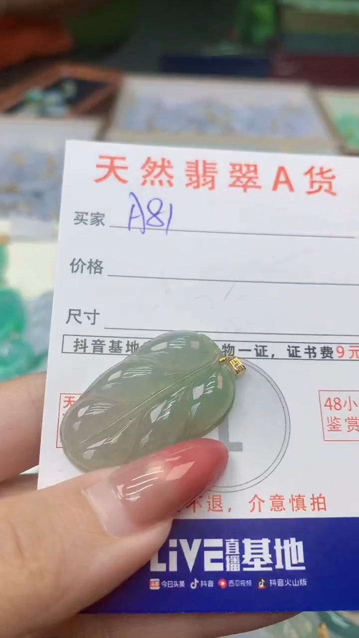 颈饰18K金镶嵌翡翠天然A货翡翠挂件