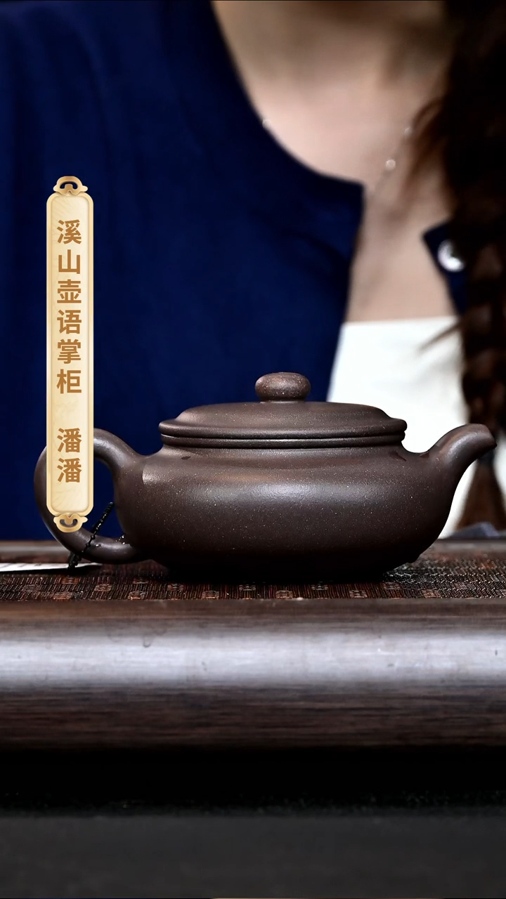 茶壶紫砂DE9210 全手扁腹 天青