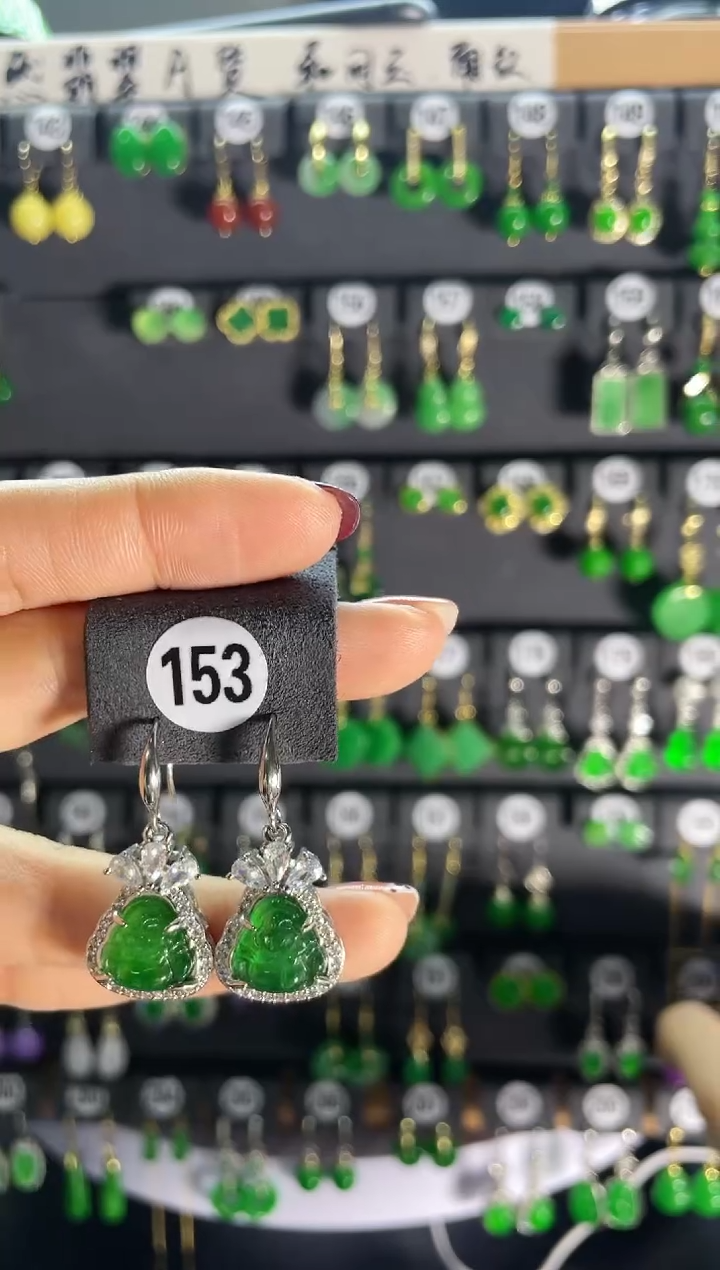 【闪购商品】翡翠耳饰银S925镶嵌153..