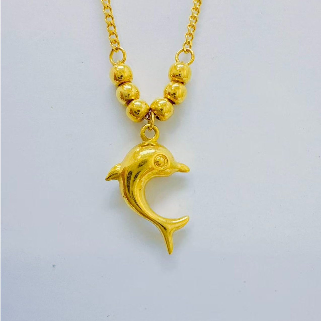 金囍库时尚黄金足金精品工艺海豚蹦迪珠百搭精美