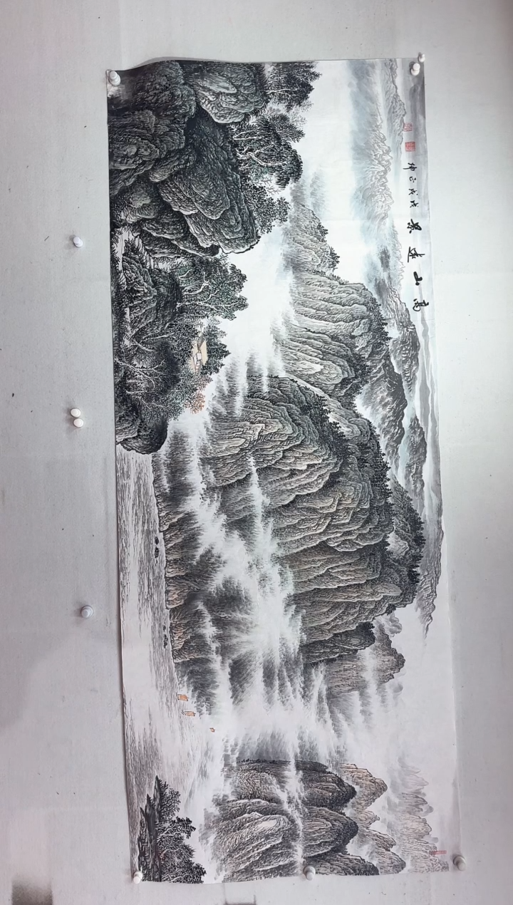 【闪购商品】国画高山远景/8尺/谭正坤