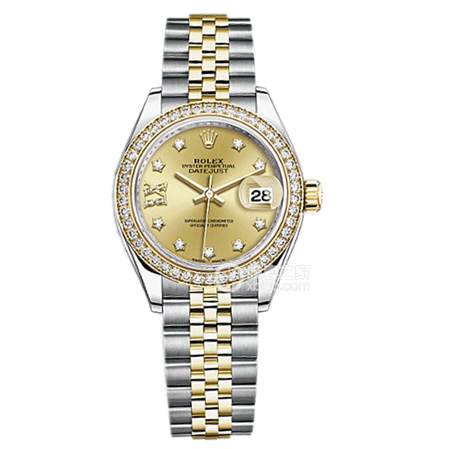 99新 Rolex/劳力士 女装日志279383香槟金星星钻/28表径/23年全套
