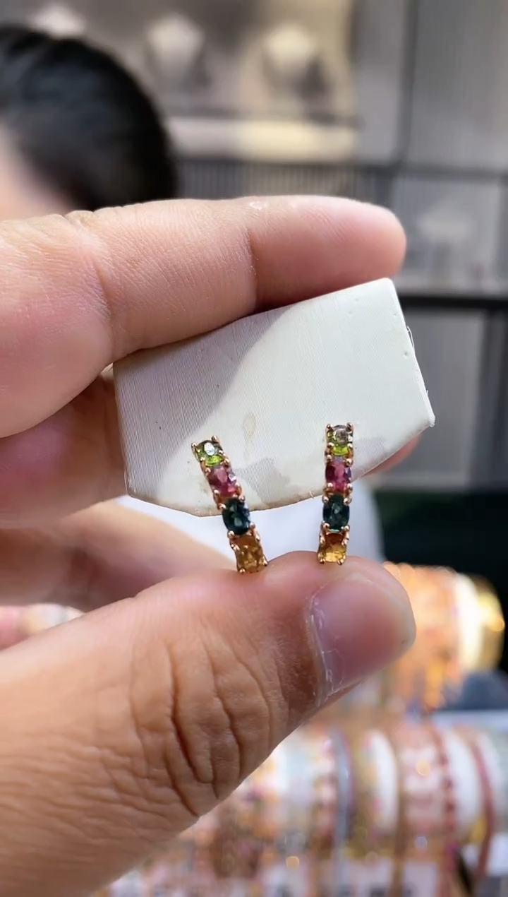 银S925镶嵌耳扣碧玺453354354354