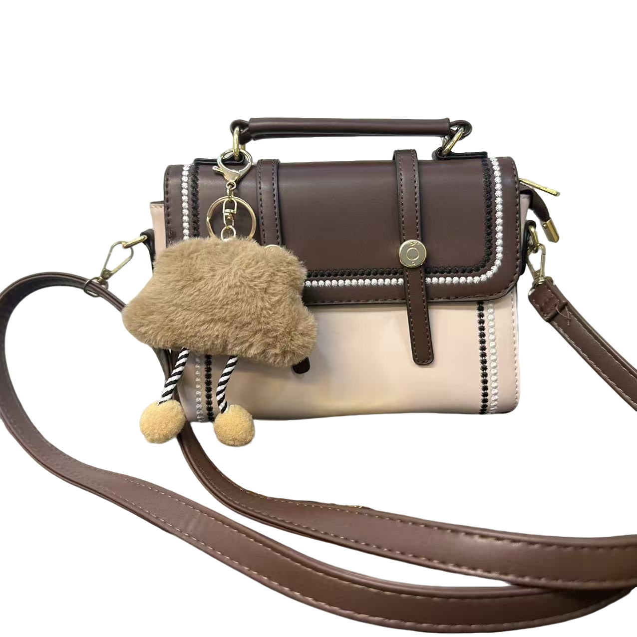 {晓婷专属}单根车缝线欧美风硬小方包斜挎包潮流游泳百搭水桶包