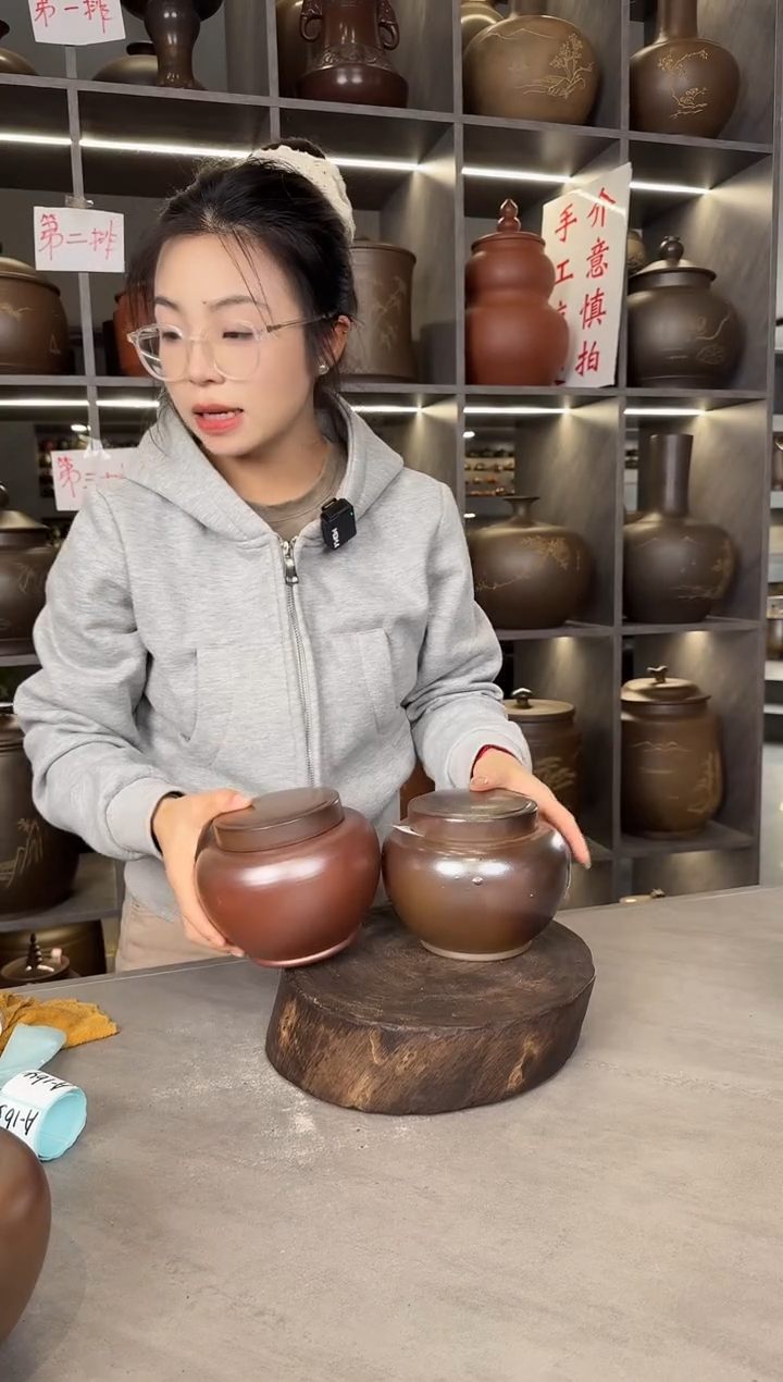 【闪购商品】罐本陶手作泥兴陶手工柴烧半斤装1对（瑕疵