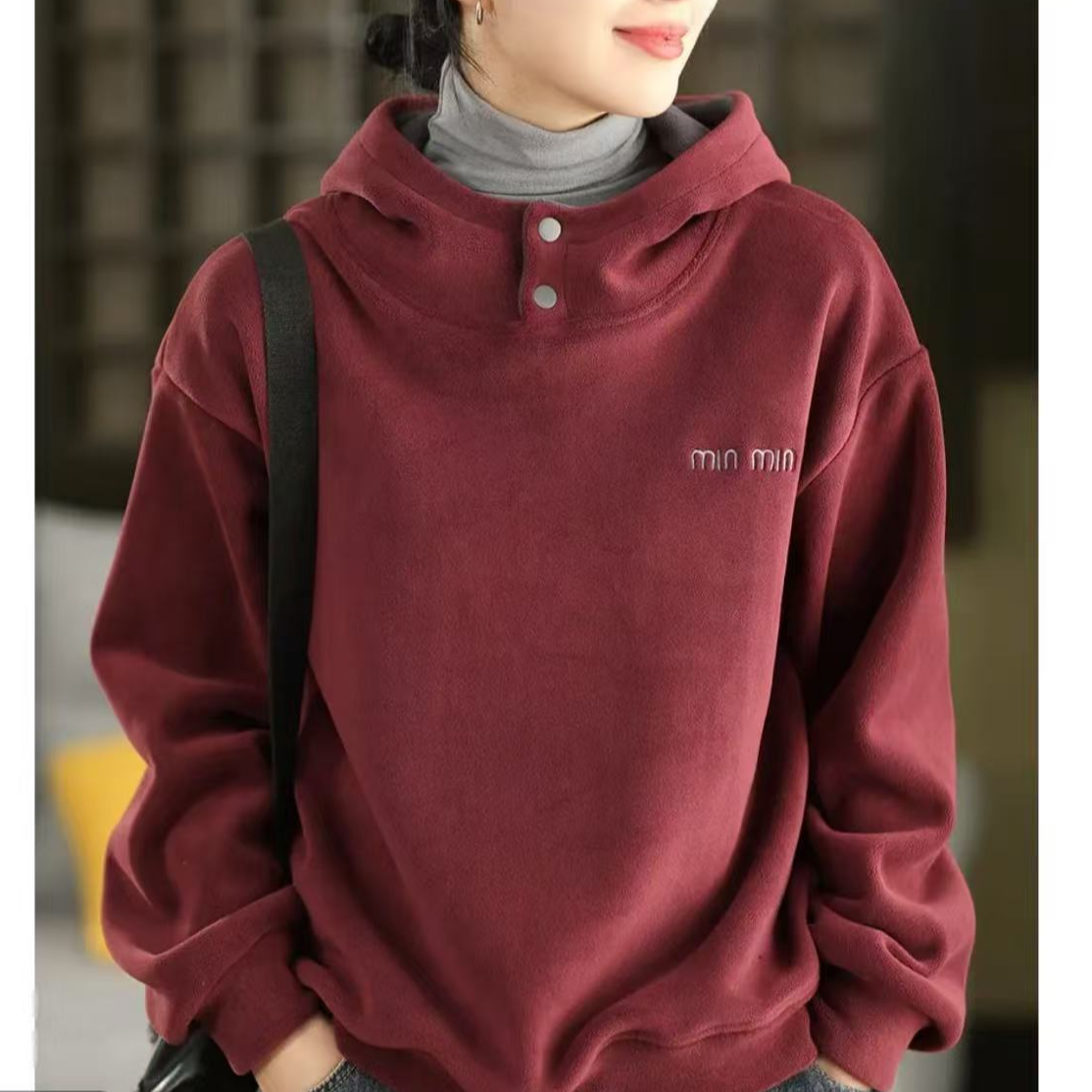 18829-4新款冬季加绒加厚百搭摇粒绒卫衣