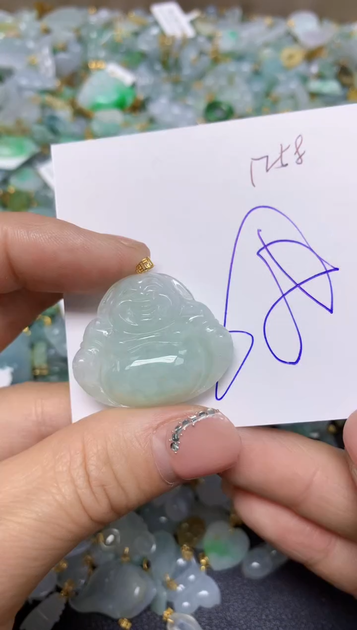 【闪购商品】翡翠挂件18K金镶嵌 天然翡翠A货