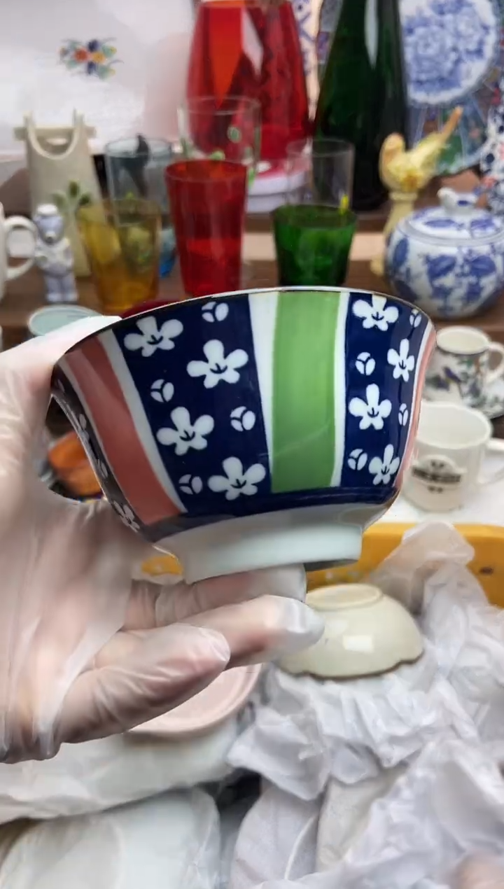 【闪购商品】瓷片花风釉下彩碗全新全品直径11cm深6cm