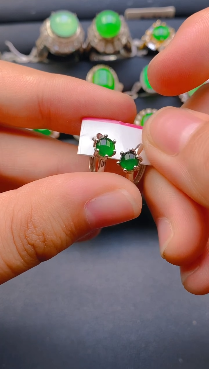 【闪购商品】翡翠戒指银S925镶嵌天然A货翡翠1