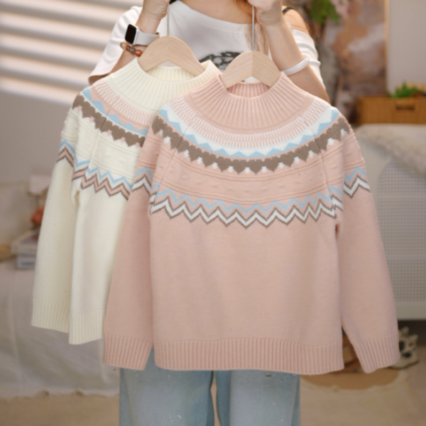 Snoopy/史努比几何图案女韩版毛衣针织衫秋冬打底衫女童时尚