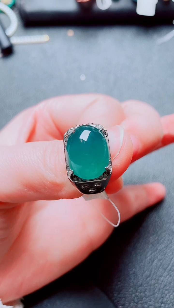 银S925镶嵌戒指翡翠111