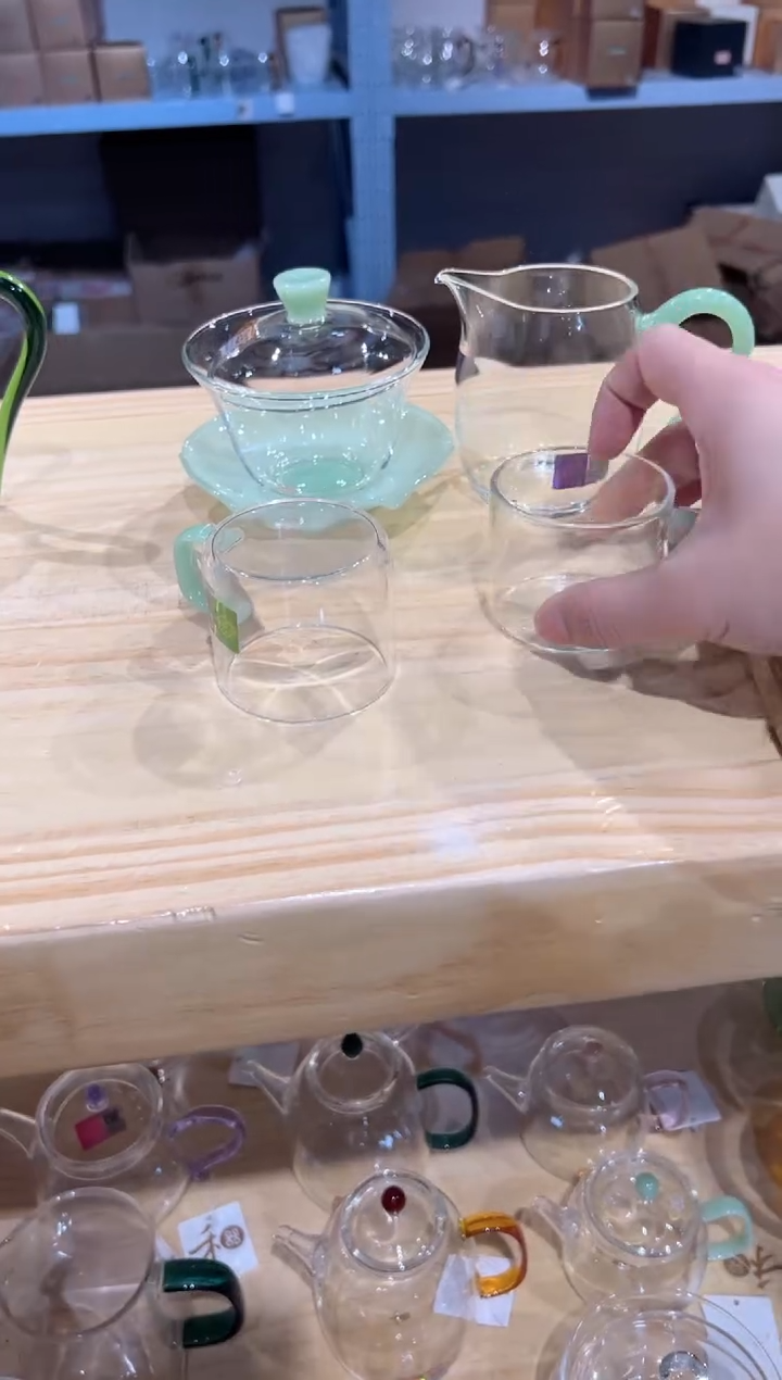 禾器-荷叶盖碗-浅玉色+慕然茶海-浅玉色+清禾杯浅玉2只