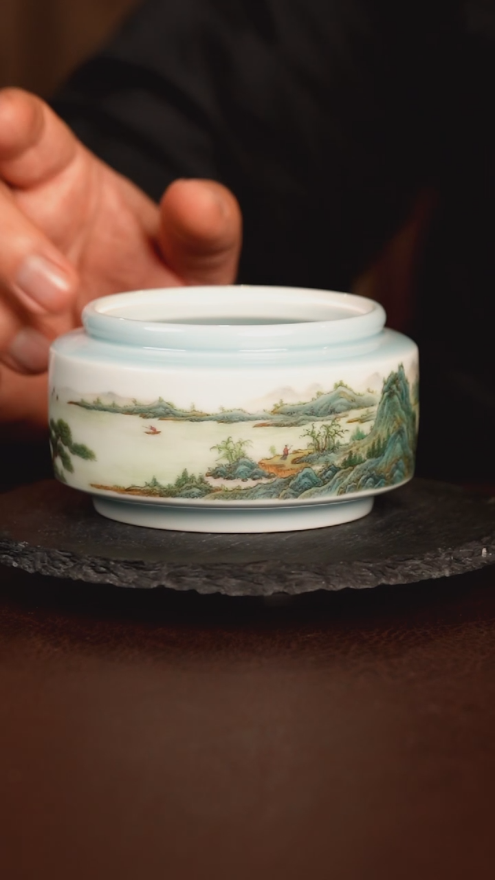 【闪购商品】手绘釉上千里江山水洗