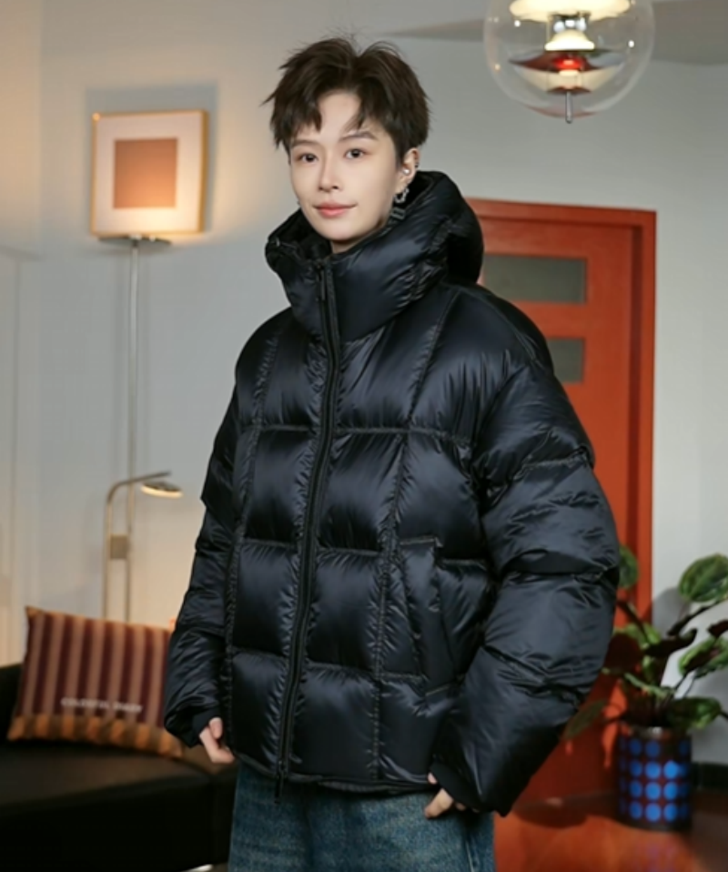 云朵轻盈零压90白鸭绒高充绒抗寒连帽男士外套1823