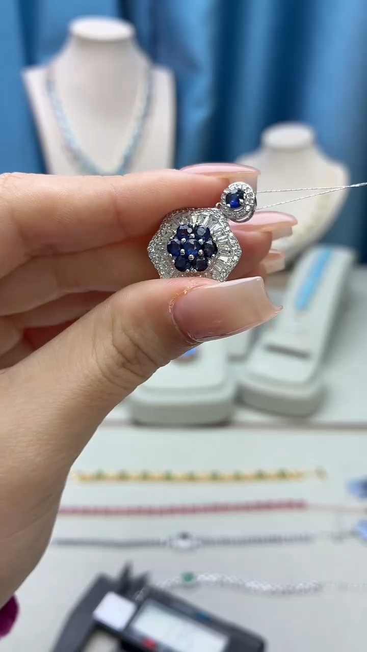 吊坠(不含链)蓝宝石银S925镶嵌296JH0102产品一个（多样性）