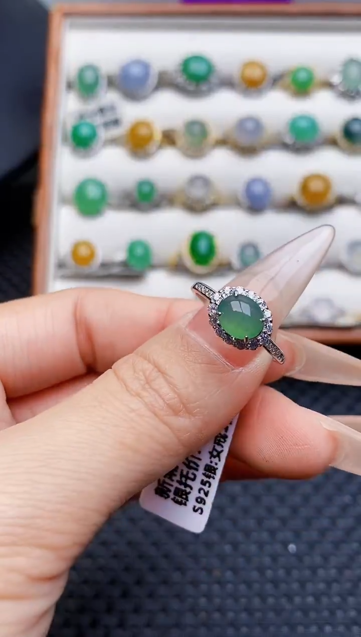 银S925镶嵌戒指翡翠4494