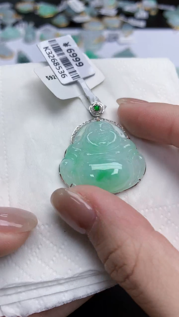 【闪购商品】翡翠颈饰18K金镶嵌天然缅甸翡翠A货