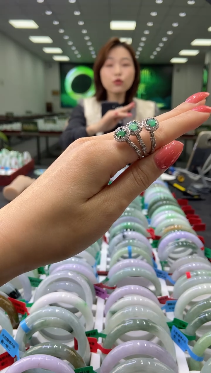 银S925镶嵌戒指翡翠多样性发货仅发其一/0055603