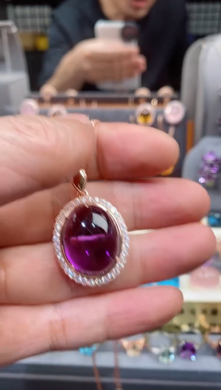【闪购商品】紫晶吊坠银S925镶嵌紫晶吊坠