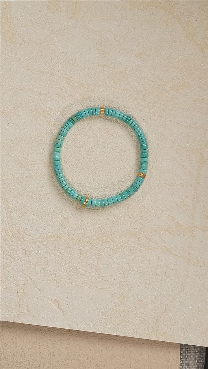 【闪购商品】绿松石手串18K金镶嵌S3347-定制4.5mm+