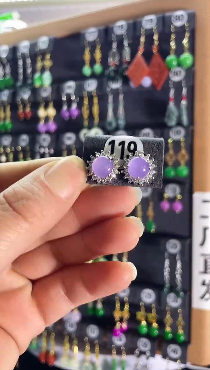 【闪购商品】翡翠耳饰银S925镶嵌新119