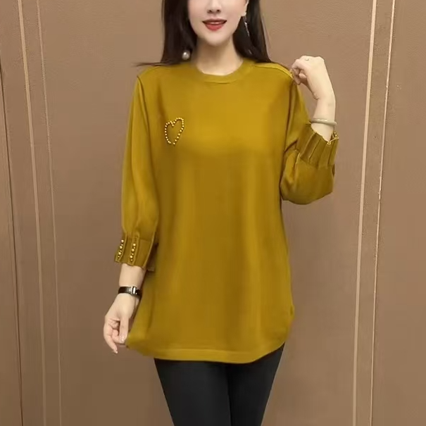 时尚韩版纯色百搭减龄毛衣新款宽松休闲气质减龄妈妈装针织衫女