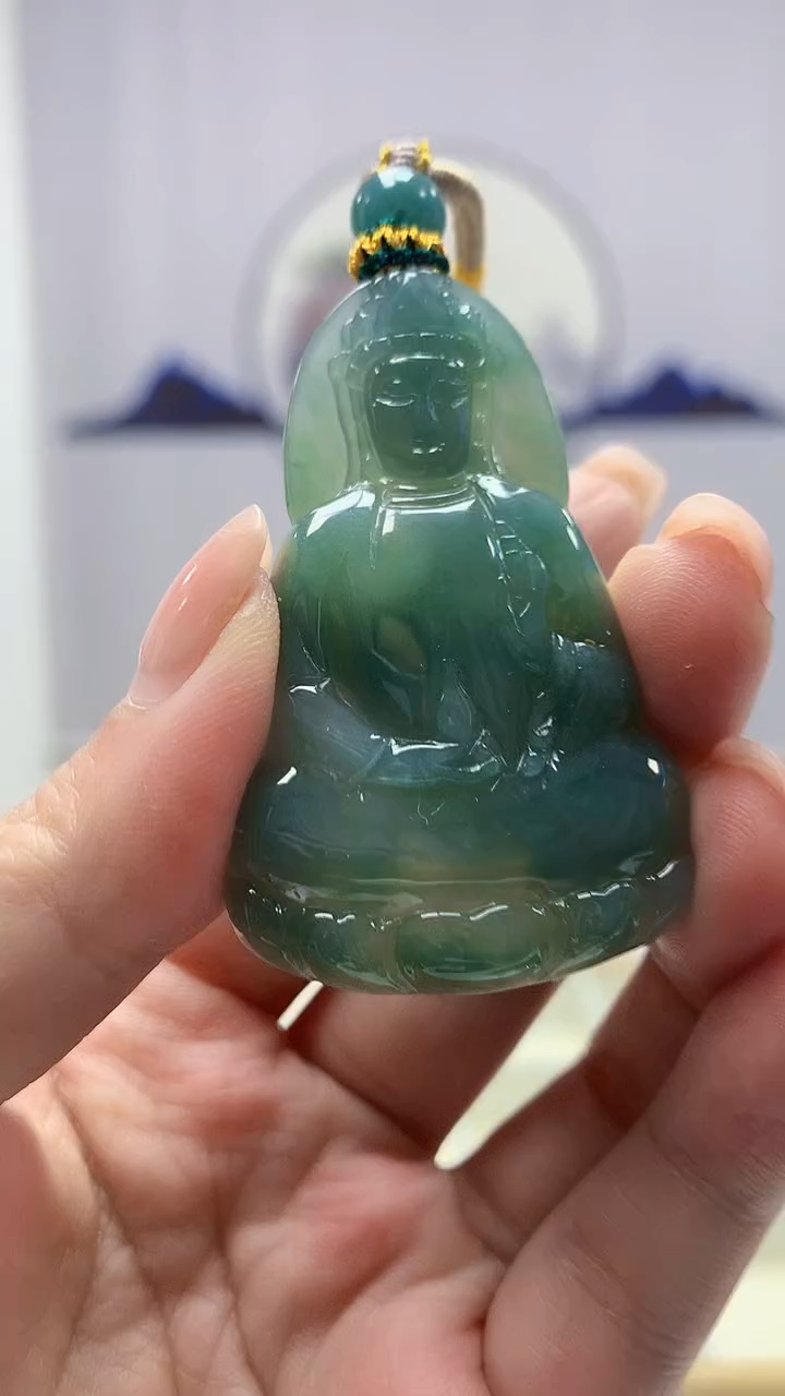 【闪购商品】定制翡翠未镶嵌5028ms-毛货挂件观音59