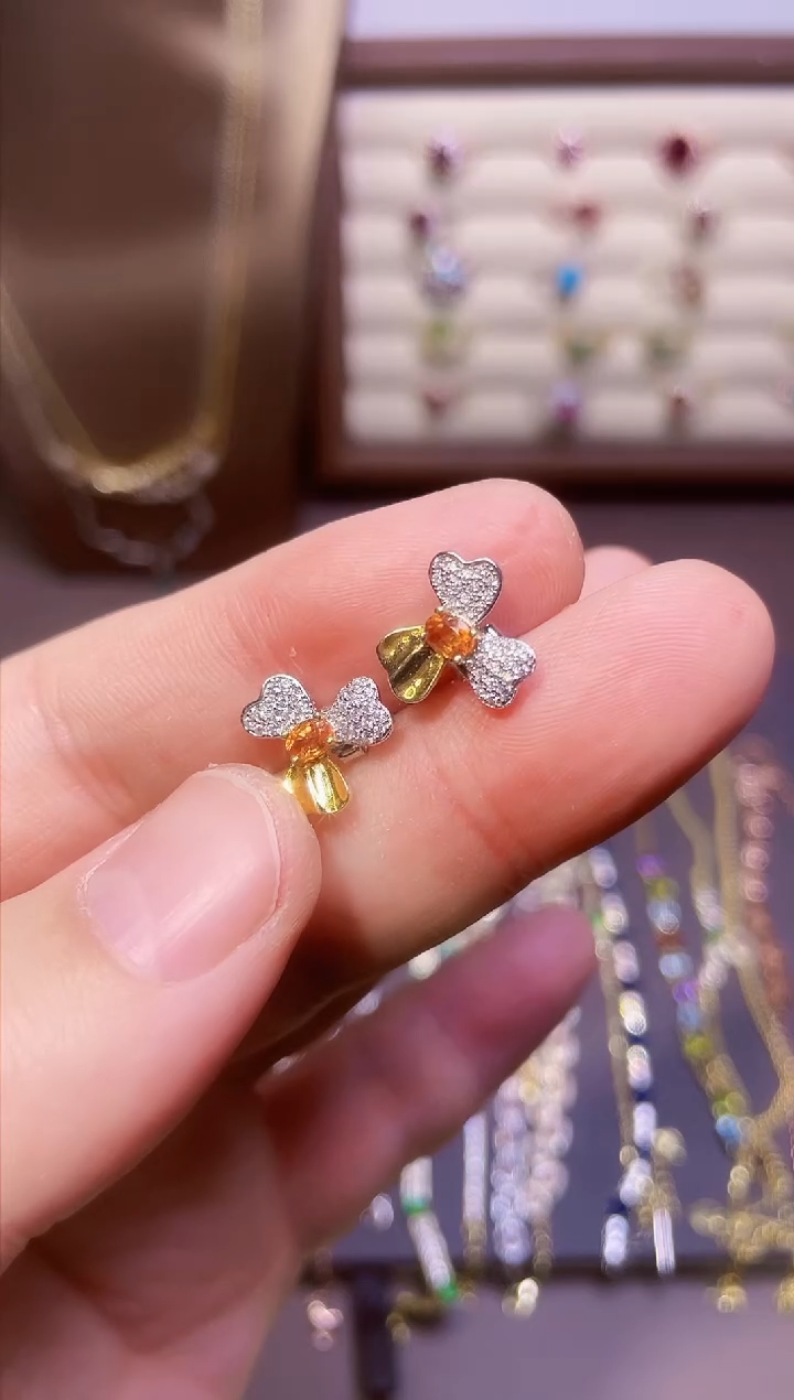 【闪购商品】石榴石（芬达石）戒指银S925镶嵌一对