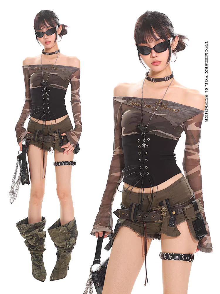 QBear Studio方领性感风长袖仙女风立领T恤复古暗黑春日慢人风