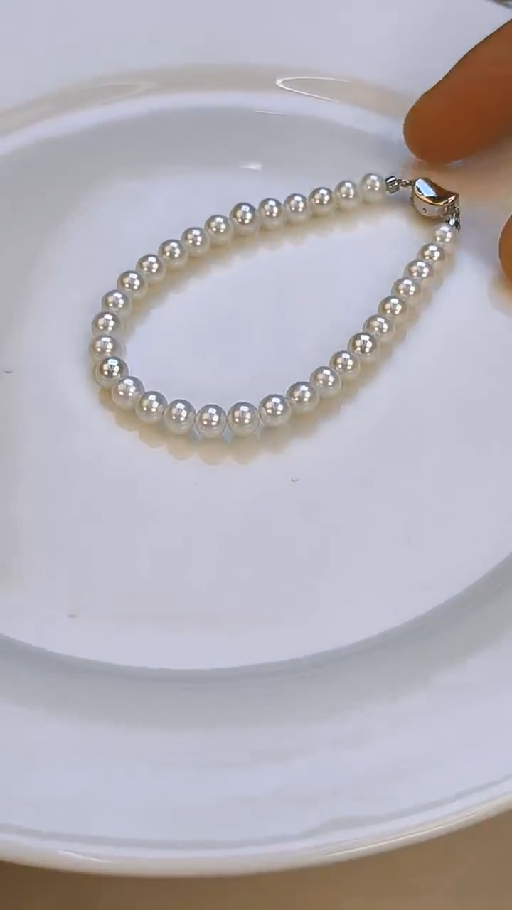 淡水珍珠手链银S925镶嵌5-5。5