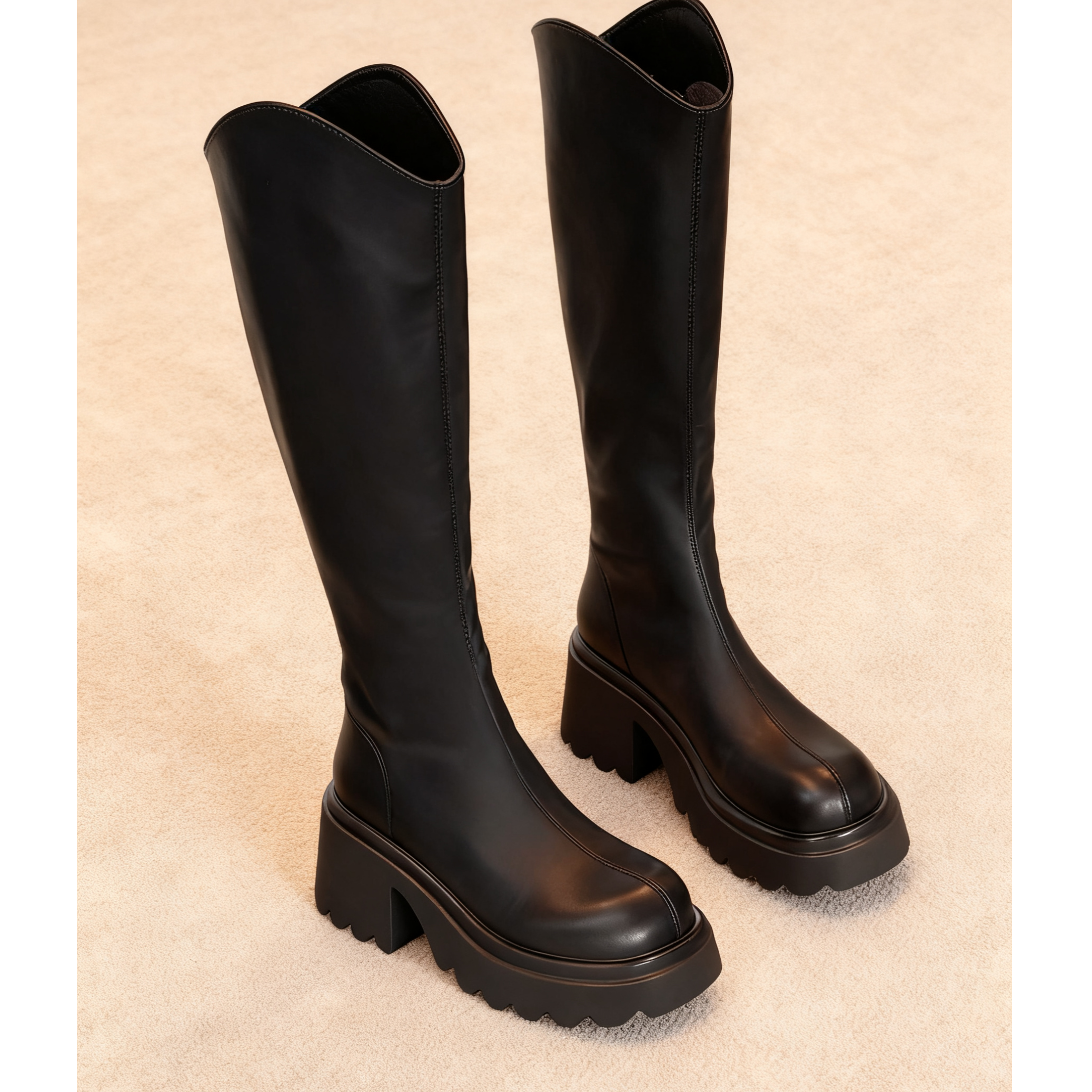 IEF/爱依服2025年冬季基础款简约百搭女圆头厚底加绒长靴