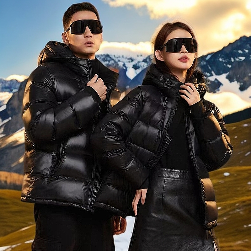 品牌羽绒服短款90白鸭绒黑色时尚冬季加厚韩版连帽冬季羽绒服女T