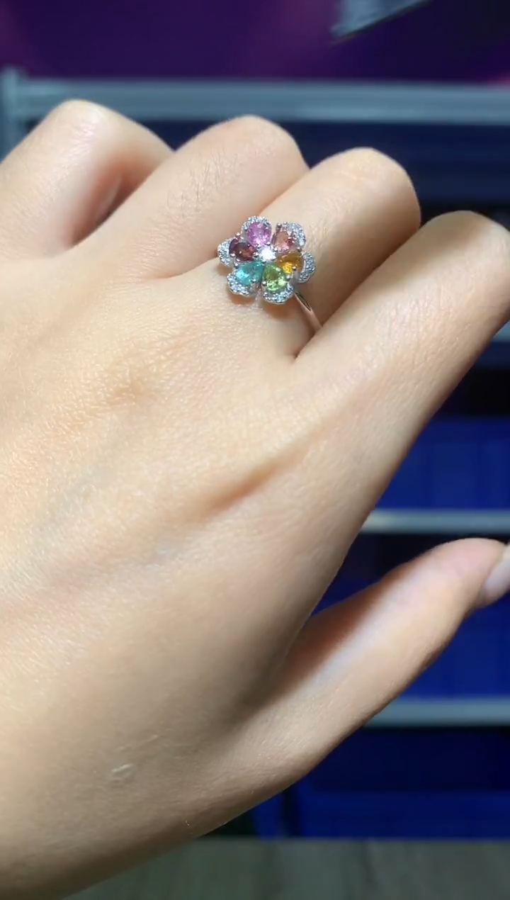 银S925镶嵌戒指碧玺【宝石世家严选】