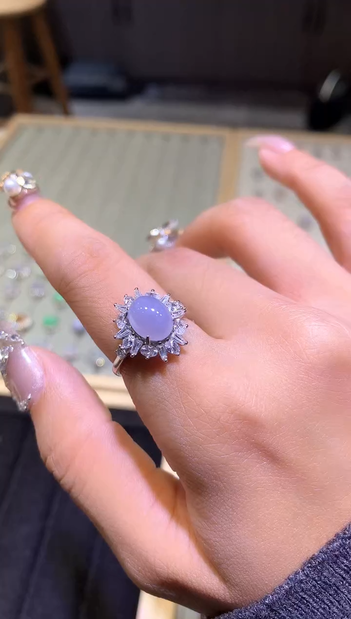 【闪购商品】翡翠吊坠(不含链)银S925镶嵌戒指