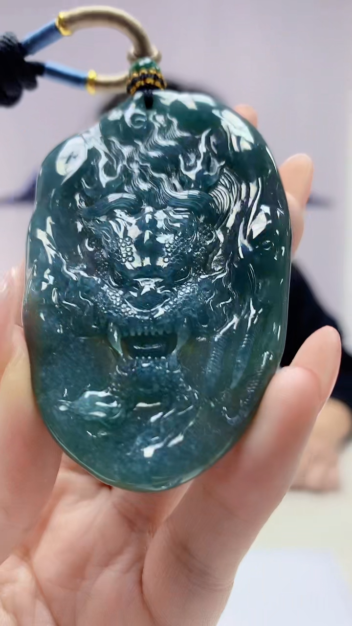 【闪购商品】定制翡翠未镶嵌4917DD-毛货挂件龙牌23