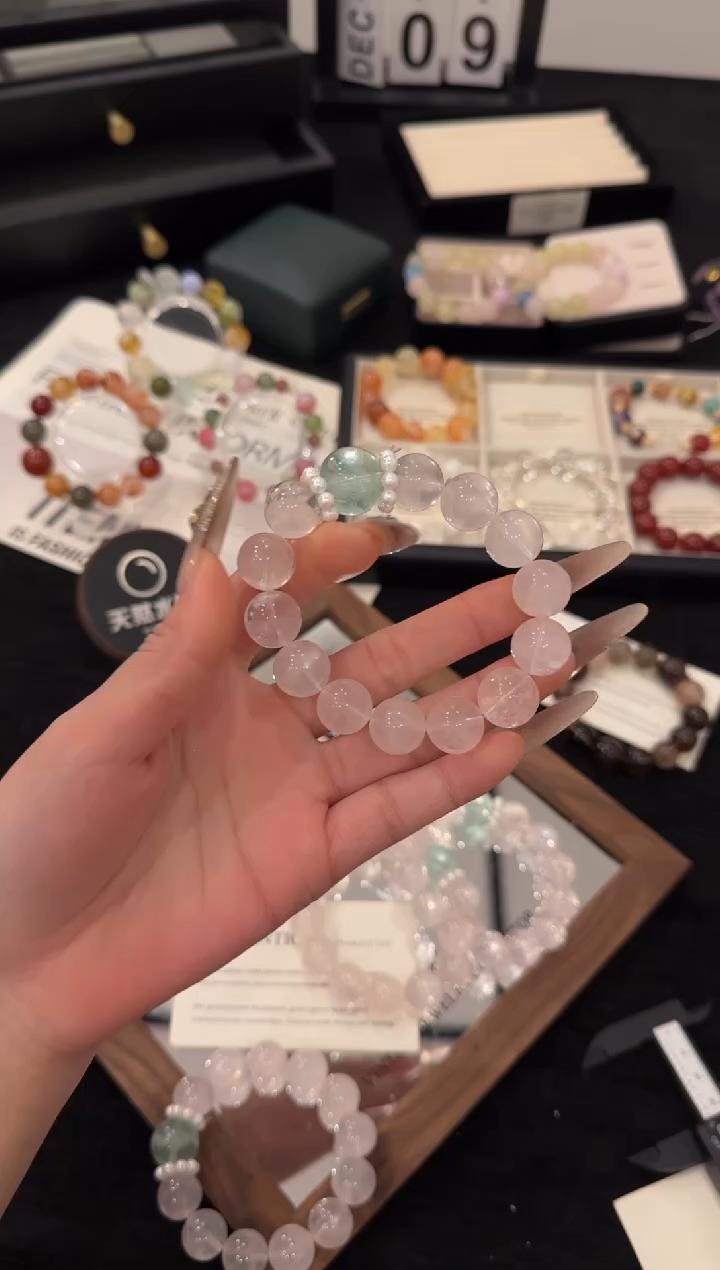 未镶嵌手链水晶粉水晶x3456