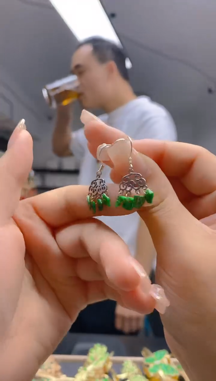 【闪购商品】翡翠耳饰银S925镶嵌301翡翠耳钩